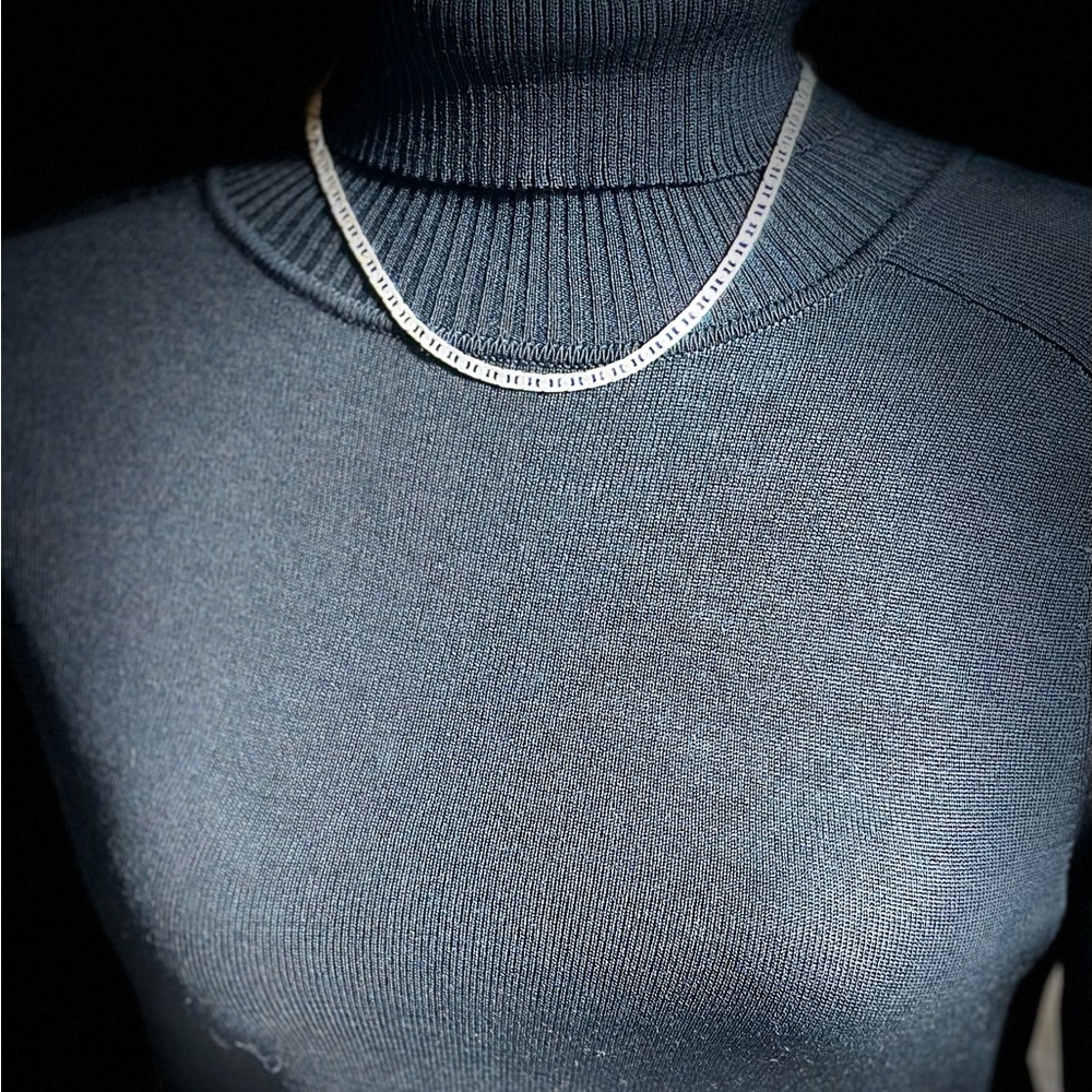 Sterling Silver Rectangular-Link Chain Necklace - image 2